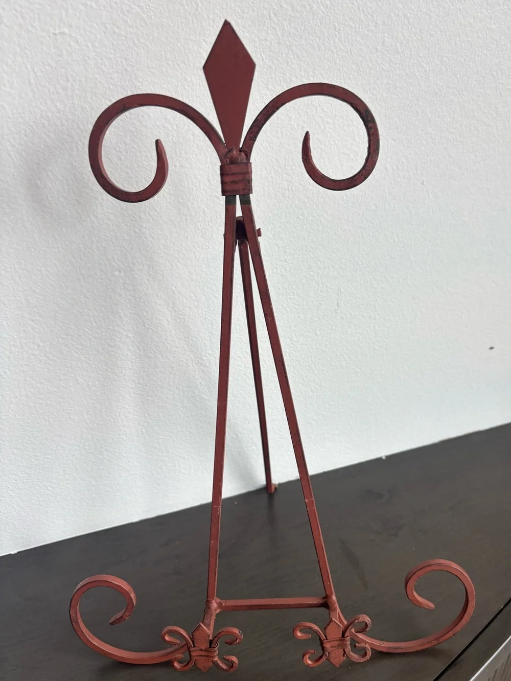 Large Wrought Iron Rust Red Easel  Picture Frame Art Display Stand 16 inches Tal